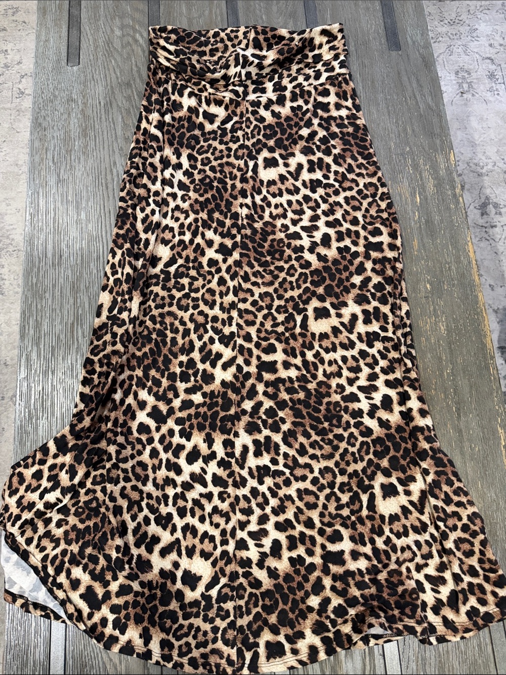 Leggings material soft Leopard Print Maxi Skirt - Brown/Cream Animal Print